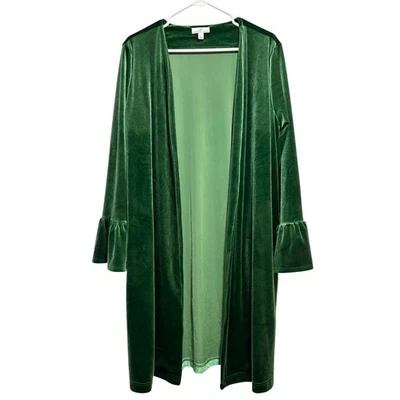 Plumero Kimono Manga Campana Shavonne Dorsey Verde Esmeralda Terciopelo Frente Abierto Talla L Foto 1 de 4