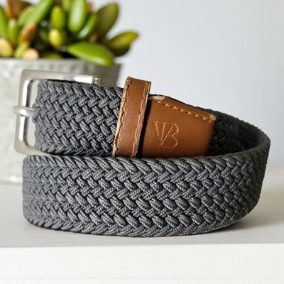 Cinturón elástico tejido rayón talla 44 imitación cuero gris oscuro elástico *LEER* Foto 1 de 4