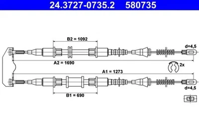 Câble de frein à main 24.3727-0735.2 ATE pour OPEL ASTRA F A trois volumes - Photo 1/4