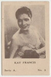 Carte tabac vintage années 1930 Kay Francis Dos Amigos - série A #3 star de cinéma E2