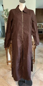 Fubu Damen 1X Braun Baumwollmischung Haken vorne Steampunk Goth Staubmantel Jacke - Bild 1 von 12