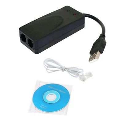 Dual RJ11 Port USB 56K External Dial Up Voice Fax Data Modem For Win 7/8/10 - Image 1 of 4