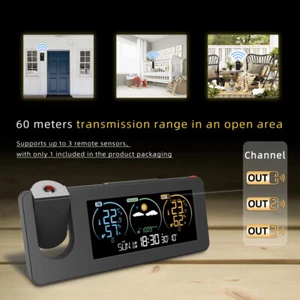 Projection Clock Weather Station Temperature and Humidity Color Screen T1U5 - Picture 1 of 14