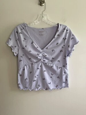 Camiseta Babydoll Arizona Jean Co Juniors L Mariposas Lila Manga Corta Foto 1 de 4
