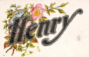 Henry Name Named Flowers Glitter Postcard 986 - Picture 1 of 2