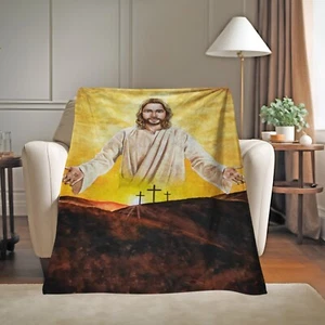Jesus Christ Blanket Throw, Christian Religious Faith Fleece Soft Lightweight - Picture 1 of 13