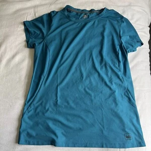 REI SOHO Women's Teal Short-Sleeve Polyester Hiking Outdoors Shirt - Size M - Picture 1 of 14