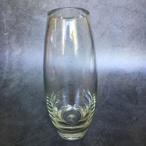 Rumänien kristallklare schwere mundgeblasene Glasvase mit Aufkleber 10,5" - Bild 1 von 9