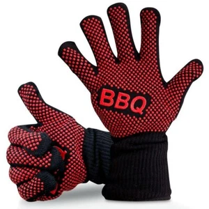 NutriChef Non-Slip Cooking Gloves-Universal Size & Flexible-Black/Red-2pcs - Picture 1 of 7