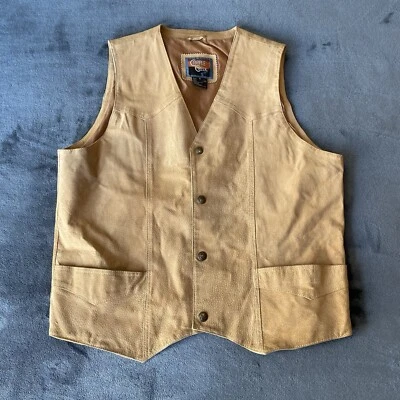 Chaleco a presión Cripple Creek para hombre Western de cuero tostado/poliéster XL Foto 1 de 4