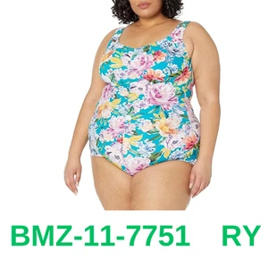 Maxine of Hollywood Women's Standard Shirred Front Girl Leg One Piece Swimsuit,6 - Picture 1 of 4