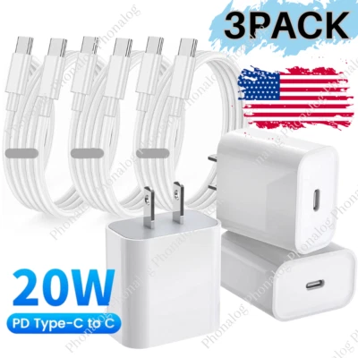20W USB C Fast Charger PD USB C Cord Type C Power Adapter For iPhone 15 16 17Air - Image 1 of 4
