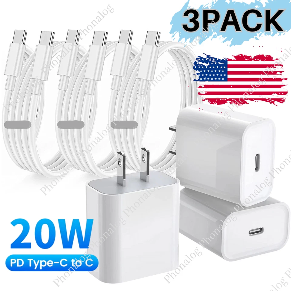 20W USB C Fast Charger PD USB C Cord Type C Power Adapter For iPhone 15 16 17Air - Image 1 of 4