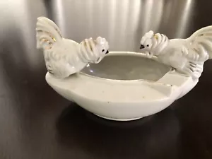 Cenicero Doble Gallo Pollo Figura Porcelana Japón Pequeño Lindo - Imagen 1 de 10