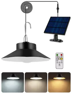 Solar Pendant Lights Ceiling Pendant Light Remote Outdoor Indoor Lamp Waterproof - Picture 1 of 11