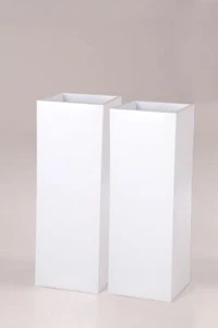 2er Set Zink Blumenkübel Pflanzkübel Pflanzgefäße "Block" 65 cm, Weiß - Bild 1 von 4