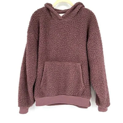 American Eagle Size Small Sherpa Hoodie Teddy Pullover Sweatshirt Purple - Image 1 of 4