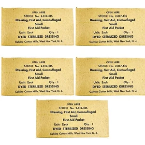 WW2 Vietnam Era US Civil Defense 2017435 Camouflaged First Aid Dressing S, 5 Pcs - Picture 1 of 5