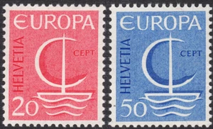 1966 Europa SC# 477-478 - Europa - Switzerland - Symbolic Sailboat - M-NH - Picture 1 of 1