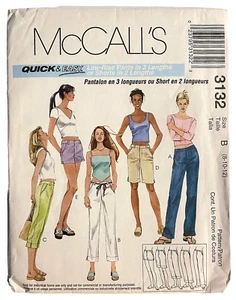 Womens McCalls 3132 Pattern Low Rise Pants and Shorts Sizes 8 10 12 Uncut 2001 - Picture 1 of 7