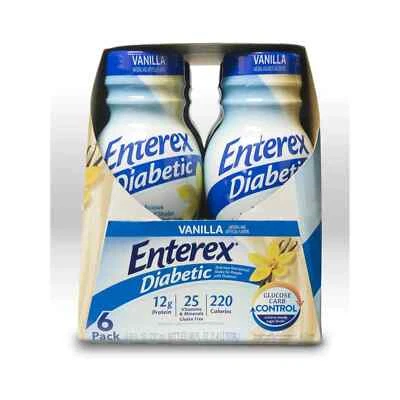 Enterex Diabetic 6-Pack Nutritional Meal Replacement Shake Exp 12/2025 Vanilla - Image 1 of 4