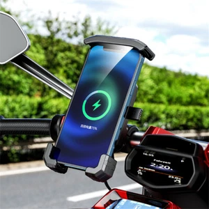 Motorcycle Phone Holder QC3.0 Wireless Charger Mobile Support Waterproof Stand - Picture 1 of 11