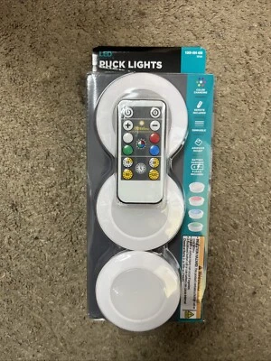 3 in. Round White LED Battery Operated Puck Light with Dimmable RGB Color Chang - Image 1 of 4