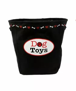 Hundespielzeug Aufbewahrungskorb Behälter schwarz Stoff Eimer faltbar rund mit Griffen - Bild 1 von 6