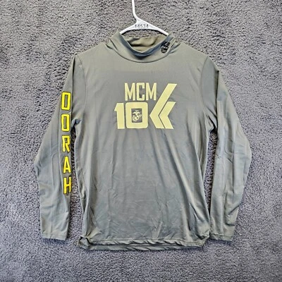 海军陆战队马拉松衬衫男式小号灰色模拟领长袖 — 第 1/4 张图片