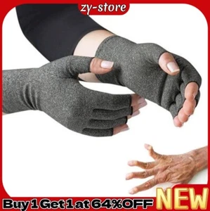Anti Arthritis Compression Gloves Copper Fingerless Pain Support Mens Womens UK - Picture 1 of 6