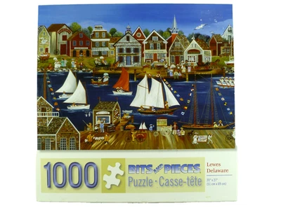 1000 件拼图 Lewes Delaware 稀有艺术帆船航海 HTF 完整 — 第 1/2 张图片