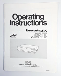 User Manual for Panasonic AG-1980 Super 4-Head VHS Player / Pro VCR Recorder - Picture 1 of 3