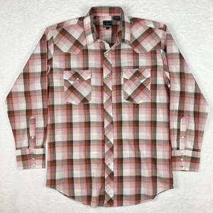Roper Pearl Snap Western Cowboy Shirt Mens L Red Plaid Rodeo Country Rancher - Picture 1 of 10