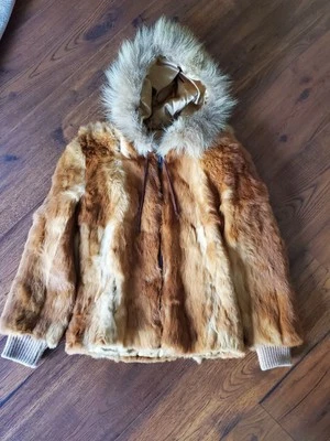 Vintage Red Fox Fur Coat W/ Pockets Zip Up Hooded - Image 1 of 4