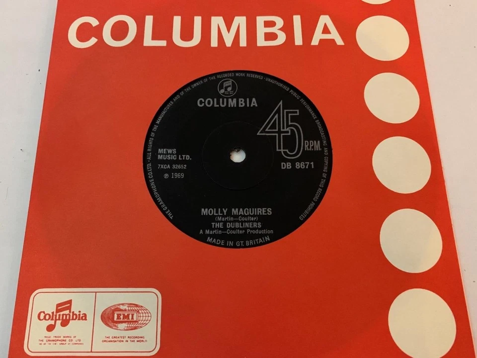 DUBLINERS Molly Maguires / Bold Princess Royal 1970 UK Columbia DB8671 NEAR MINT - Image 1 of 2