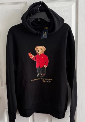NWT POLO RALPH LAUREN Men’s Black “LUNAR NEW YEAR” Polo Bear Sweatshirt Hoodie-M - Image 1 of 4