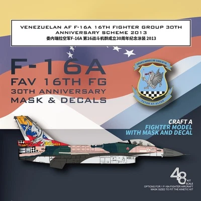 1/48 F-16A Venezuelan 16th FG 30th Anniversary Mask & Decals for Kinetic K48100 - Image 1 of 4
