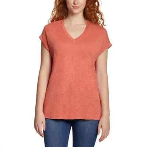 Neu mit Etikett Jessica Simpson Damen V-Ausschnitt Strick Kurzarm Top Sienna Größe L - Bild 1 von 3