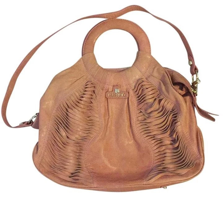 Bolso Bandolera GUSTTO Donna Torso Rosa Cuero con Flecos Boho-Fabuloso RARO USADO EN EXCELENTE ESTADO Foto 1 de 4