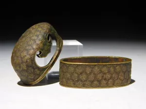 Matsushiro School Handachi Koshirae Fuchi/Kashira Edo original tsuba antique - Picture 1 of 12