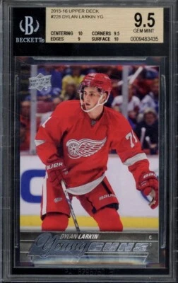 2015-16 UPPER DECK DYLAN LARKIN YOUNG GUNS ROOKIE #228 BGS 9.5 *TWO 10 subgrades - Image 1 of 2