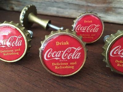 Retro COCA COLA Coke Red Bottle Cap Drawer Pull Knob Nostalgic Decor - Image 1 of 3
