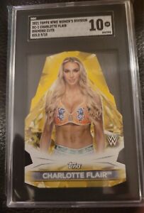 2021 Topps WWE Womens Division Diamond Cuts Charlotte Flair GOLD  9/10 GRADED 10