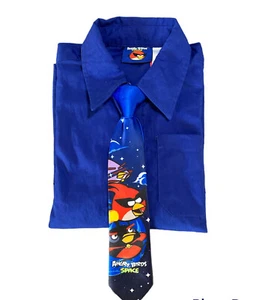 Boy’s Angry Birds Space Long Sleeve Button Down Dress Shirt with Clip Tie Sz 6 - Picture 1 of 6