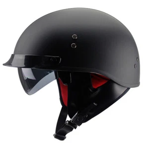 Motorcycle Half Face Helmet Open Face Cruiser Biker Scooter Helmets+Sun Lens DOT - Picture 1 of 15