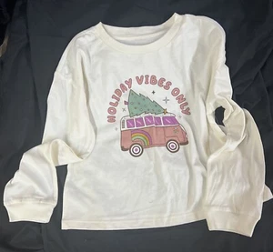 Wonder Nation Girl's Graphic Long Sleeve T-Shirt Size M 7-8 Holiday Vibes Only - Picture 1 of 1