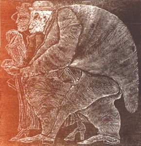 Holzstich Original IM SCHLARAFFENLAND EIN GUTER SCHÜLER WERDEN  Schanzenbacher - Bild 1 von 3