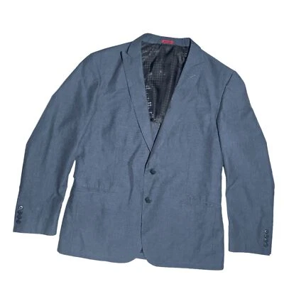 44R John Varvatos Peak Lapel Blazer Coat Jacket Cotton Linen Navy Pinstripe 56EU - Image 1 of 4