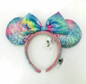Ears Headband Sequin Disney Parks SHDR 2022 Pastel Rainbow Tie Dye Mickey NWT - Picture 1 of 3