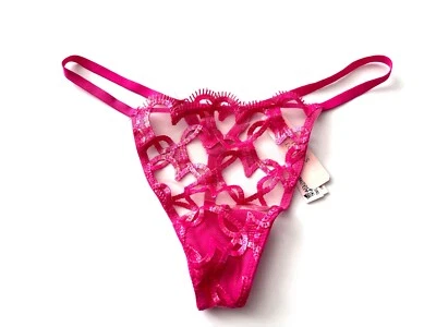 Victoria's Secret Pink Dream Angels Shimmer Heart Embroidery G V String Panty - Image 1 of 2